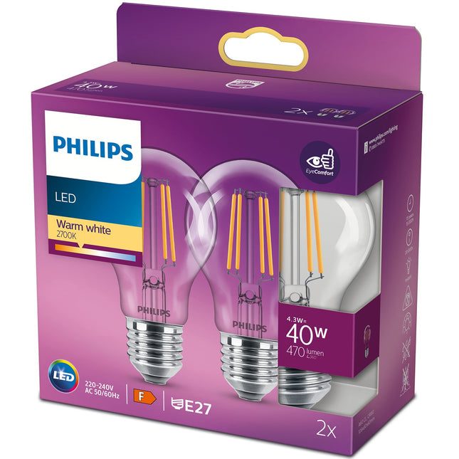 2er-Pack LED E27 Normal 4,3 W (40 W) Klar 470 lm