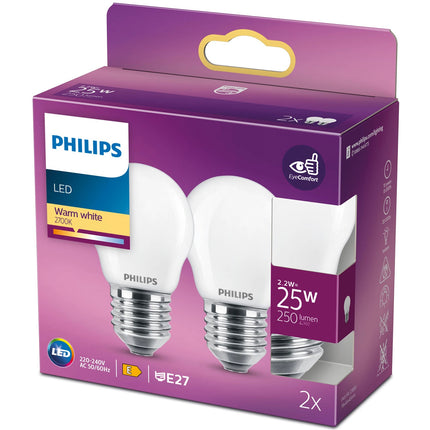 Lot de 2 ampoules LED E27 P45 Globe 25 W Frost 250 lm