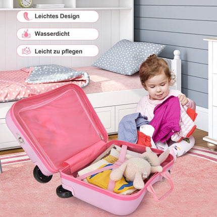 2-teiliger Kinderkoffer + Rucksack 47 cm langer Aufsitzkoffer und 30 cm breiter Rucksack rosa Einhorn
