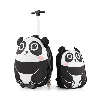 2-piece children's suitcase & backpack with wheels & 3-stage telescopic handle 12"+16" children's trolley Panda