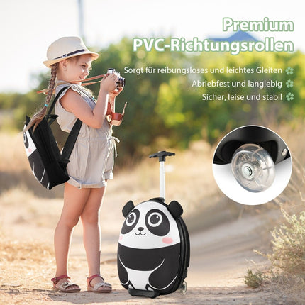 2-piece children's suitcase & backpack with wheels & 3-stage telescopic handle 12"+16" children's trolley Panda