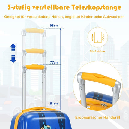 Ensemble de 2 valises pour enfants, valise rigide et sac à dos, 33 x 22 x 51 cm, bleu foncé
