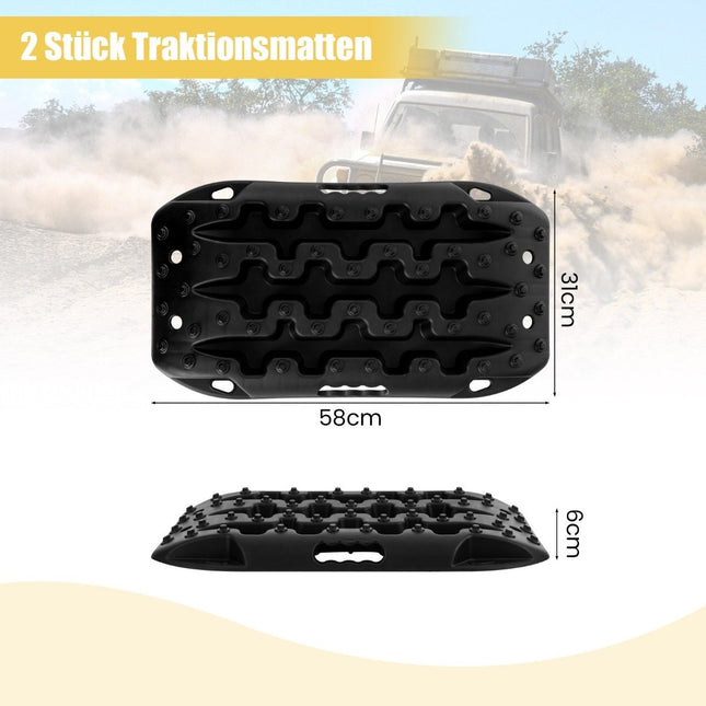 2 Stück Anfahrhilfe Sandbleche Offroad Reifenleiter für Sand/Schlamm/Schnee 10 Tonnen Schwarz