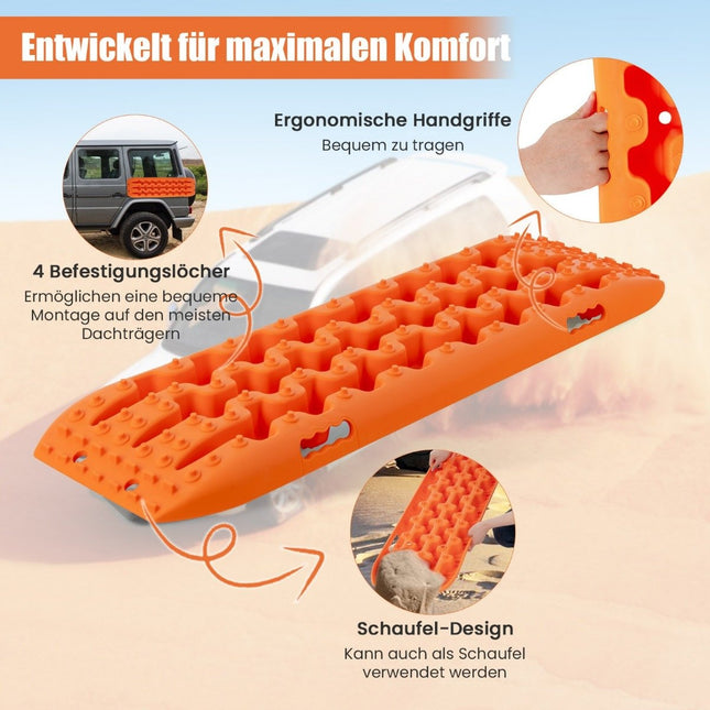 2 Stück Traktionshilfe Sandbleche Offroad Reifenleiter für Sand/Schlamm/Schnee 107 x 31 x 7 cm Orange