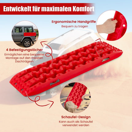 2 Stück Traktionshilfe Sandbleche Offroad Reifenleiter für Sand/Schlamm/Schnee 107 x 31 x 7 cm Rot