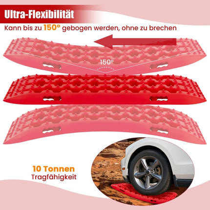 2 Stück Traktionshilfe Sandbleche Offroad Reifenleiter für Sand/Schlamm/Schnee 107 x 31 x 7 cm Rot