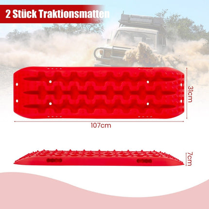 2 Stück Traktionshilfe Sandbleche Offroad Reifenleiter für Sand/Schlamm/Schnee 107 x 31 x 7 cm Rot