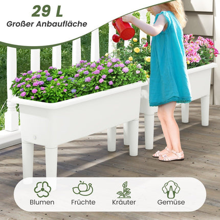 2 raised bed garden bed made of plastic 29 L plant box with removable legs and drainage hole white
