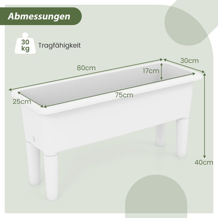 2 raised bed garden bed made of plastic 29 L plant box with removable legs and drainage hole white