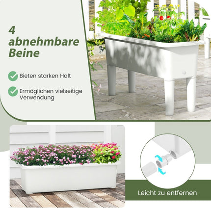 2 raised bed garden bed made of plastic 29 L plant box with removable legs and drainage hole white