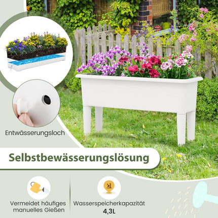 2 raised bed garden bed made of plastic 29 L plant box with removable legs and drainage hole white