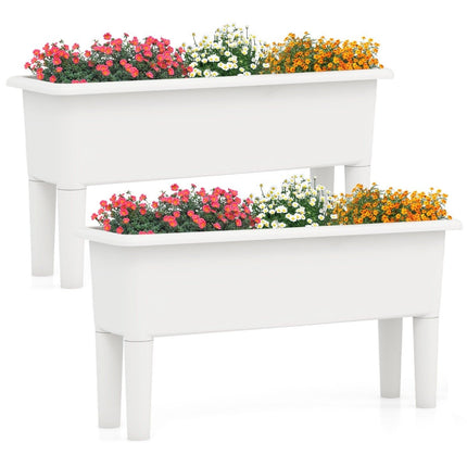 2 raised bed garden bed made of plastic 29 L plant box with removable legs and drainage hole white