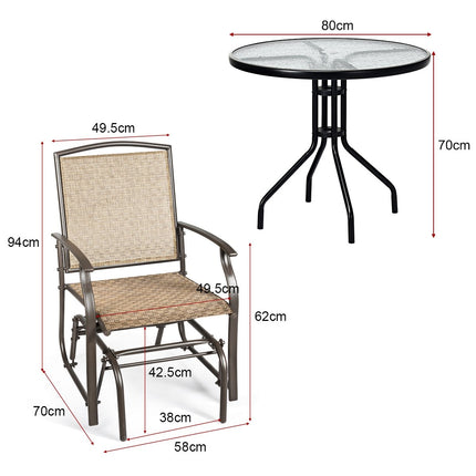 2 Schaukelstühle Gartenmöbel mit Metallgestell 58 x 70 x 94 cm braun