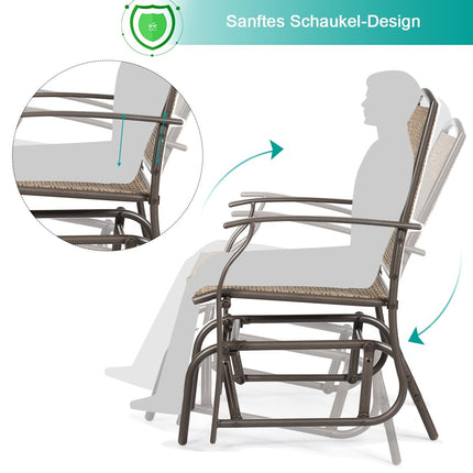 2 Schaukelstühle Gartenmöbel mit Metallgestell 58 x 70 x 94 cm braun