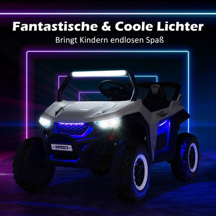 2-Sitzer 12V Kinderauto mit Musik und Scheinwerfern 118 x 74 x 71 cm - Weiß