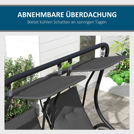 2-Sitzer Hollywoodschaukel mit Dach - Stahlgestell, grau