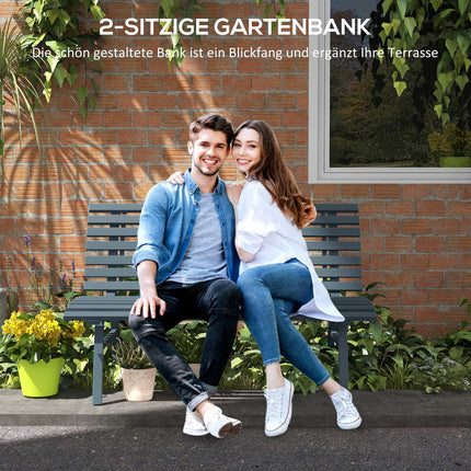 2-Sitzer Aluminium Gartenbank, wetterfest und UV-beständig