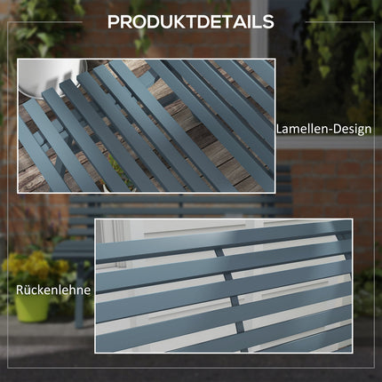 2-Sitzer Aluminium Gartenbank, wetterfest und UV-beständig