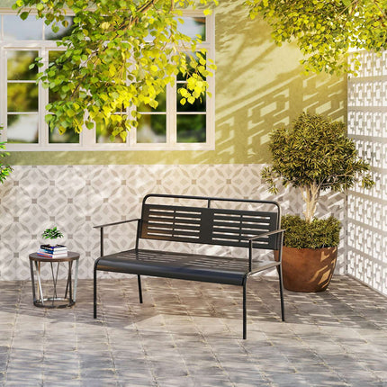 2-Sitzer Gartenbank, schwarz, wasserabweisend, 240 kg Tragkraft