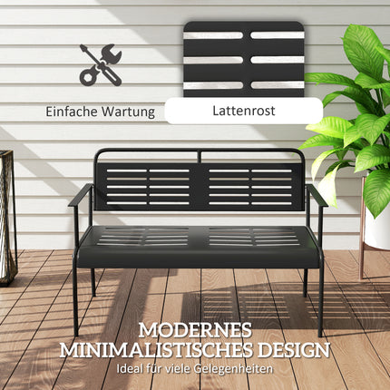 2-Sitzer Gartenbank, schwarz, wasserabweisend, 240 kg Tragkraft