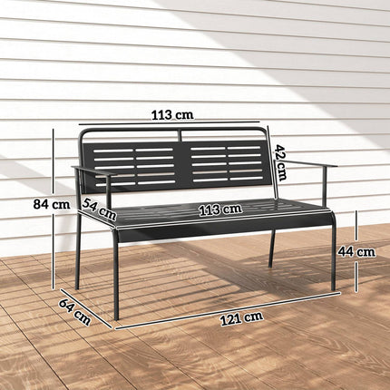 2-Sitzer Gartenbank, schwarz, wasserabweisend, 240 kg Tragkraft
