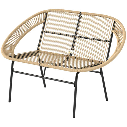 2-seater weatherproof poly rattan garden bench, UV resistant