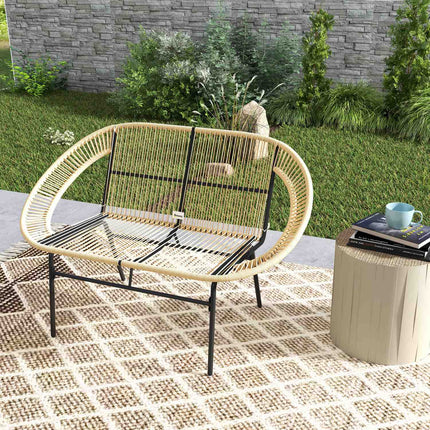 2-seater weatherproof poly rattan garden bench, UV resistant