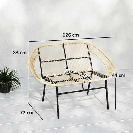 2-seater weatherproof poly rattan garden bench, UV resistant