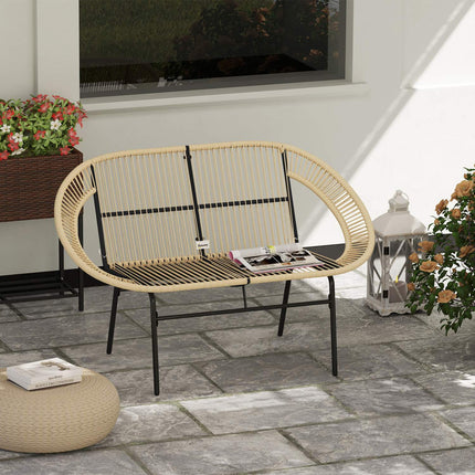 2-seater weatherproof poly rattan garden bench, UV resistant