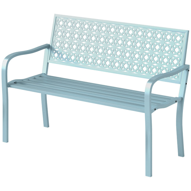 2-Sitzer blaue Gartenbank - wetterfest mit Rückenlehne