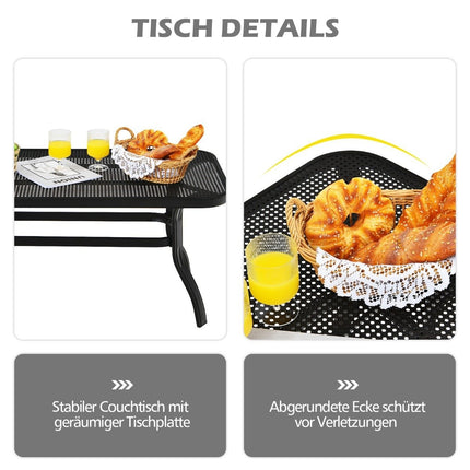 2-Sitzer Gartenbank mit Couchtisch Bank mit Kissen grau &amp; schwarz