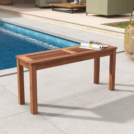 2-seater garden bench without backrest, weatherproof bench, wooden bench, 100 x 30.5 x 47 cm