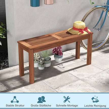 2-seater garden bench without backrest, weatherproof bench, wooden bench, 100 x 30.5 x 47 cm