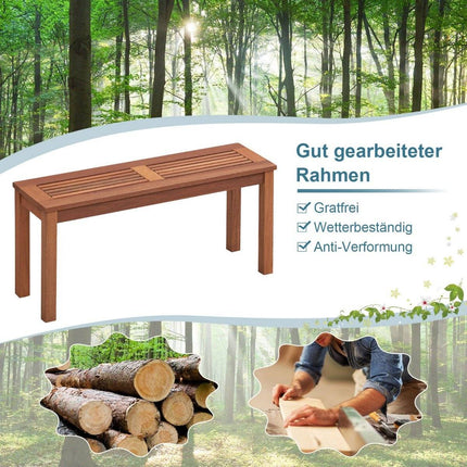 2-seater garden bench without backrest, weatherproof bench, wooden bench, 100 x 30.5 x 47 cm