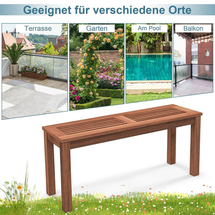 2-seater garden bench without backrest, weatherproof bench, wooden bench, 100 x 30.5 x 47 cm