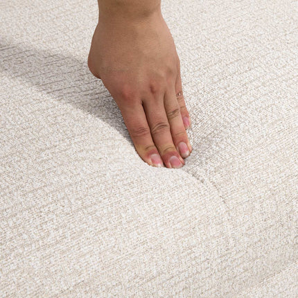 2-Sitzer-Samtsofa, beige – bequeme Kissen und Holzbeine