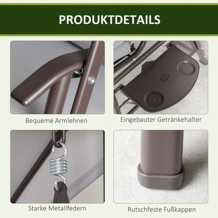 2-Sitzer-Gartenschaukel mit Dach und Kissen, graues Metall