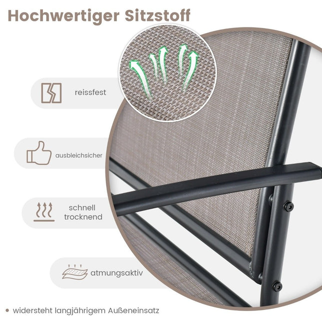 2-Sitzer Schaukelbank mit Couchtisch Balkonmöbel Set Gartenbank aus Textilene