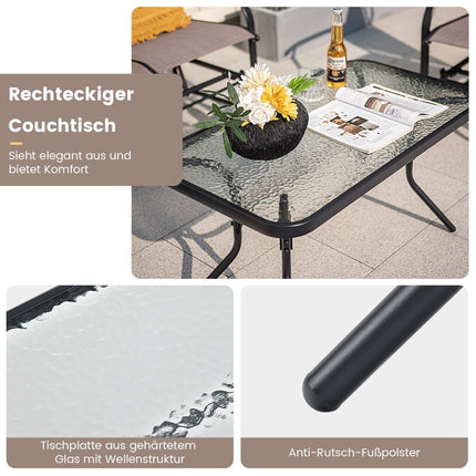 2-Sitzer Schaukelbank mit Couchtisch Balkonmöbel Set Gartenbank aus Textilene