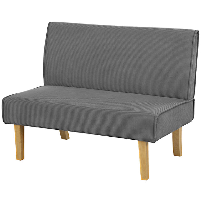 Graues Manchester 2-Sitzer Sofa, Holzbeine, gepolsterter Bezug