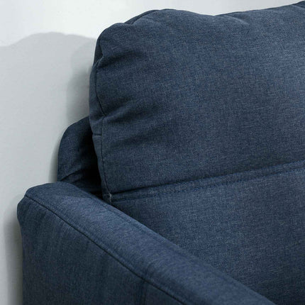 2-Sitzer-Sofa in Leinenoptik - Stahlfüße, dunkelblau
