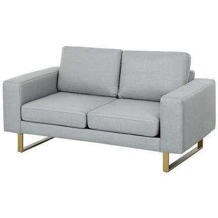 2-Sitzer-Sofa, Hellgrau, Massivholzrahmen, Metallbeine
