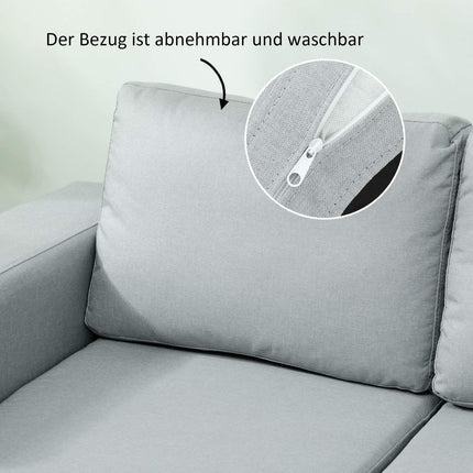 2-Sitzer-Sofa, Hellgrau, Massivholzrahmen, Metallbeine
