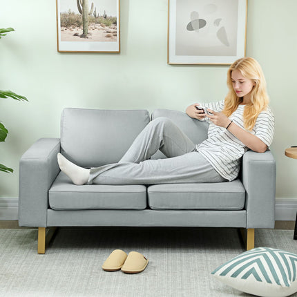2-Sitzer-Sofa, Hellgrau, Massivholzrahmen, Metallbeine