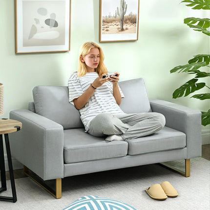 2-Sitzer-Sofa, Hellgrau, Massivholzrahmen, Metallbeine