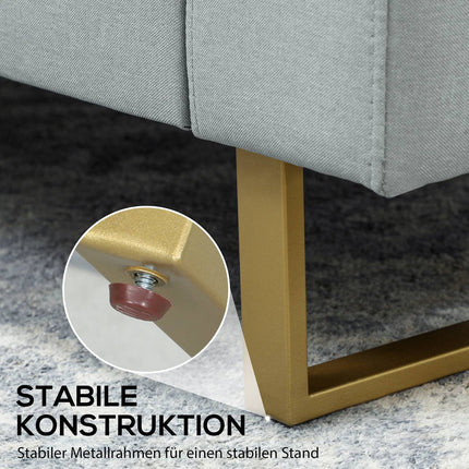 2-Sitzer-Sofa, Hellgrau, Massivholzrahmen, Metallbeine
