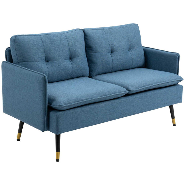 Modernes dunkelblaues 2-Sitzer Sofa mit dicken Kissen