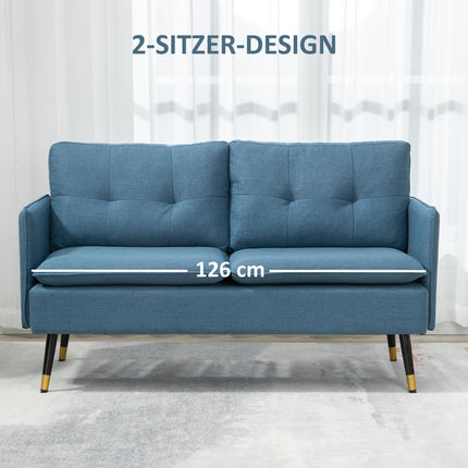 Modernes dunkelblaues 2-Sitzer Sofa mit dicken Kissen