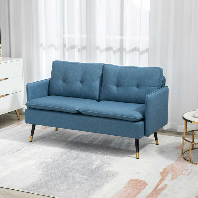 Modernes dunkelblaues 2-Sitzer Sofa mit dicken Kissen