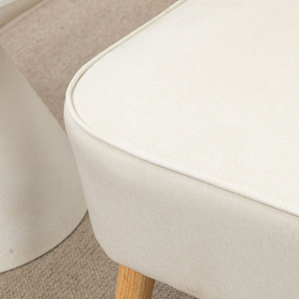 Cremeweißes 2-Sitzer-Sofa mit Holzfüßen, Leinenoptik